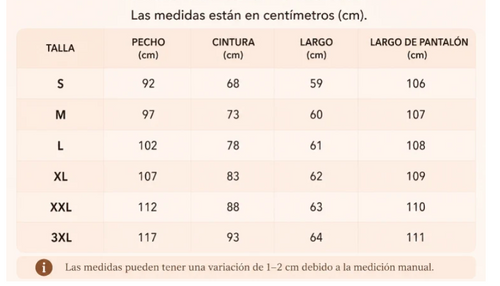 Tabla de tallas