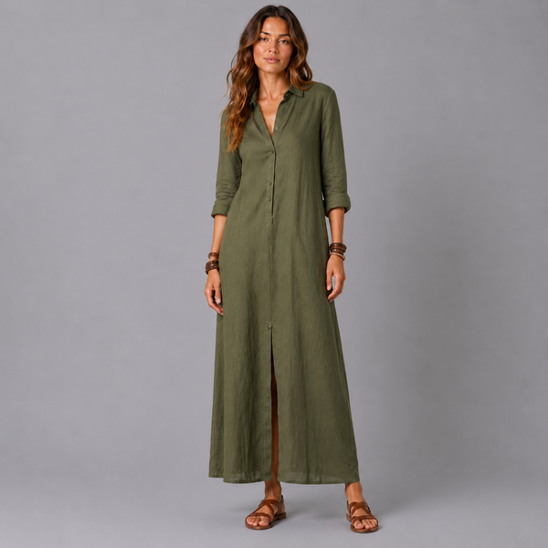 VERA | VESTIDO LARGO Y HOLGADO CON BOTONES