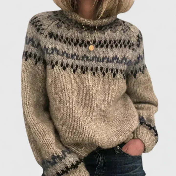 Carys | Suéter de Cuello Alto con Diseño Nórdico