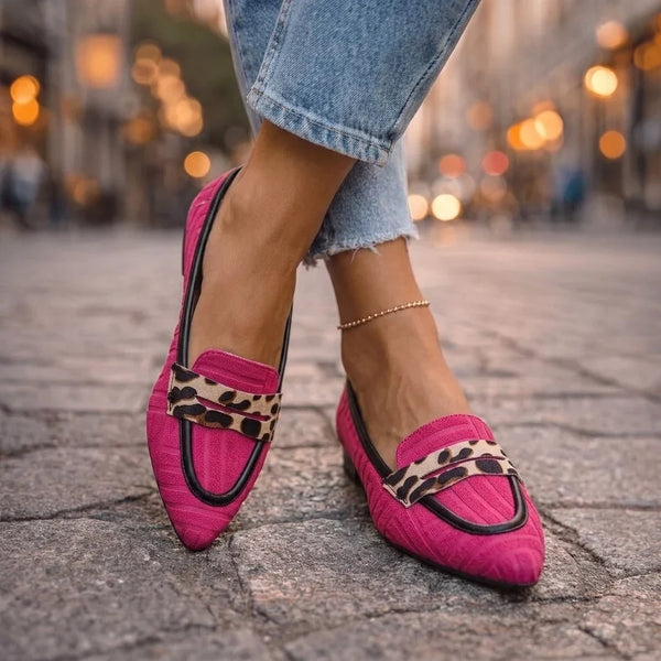 Fiorella Mocasines Fucsia con Estampado Leopardo