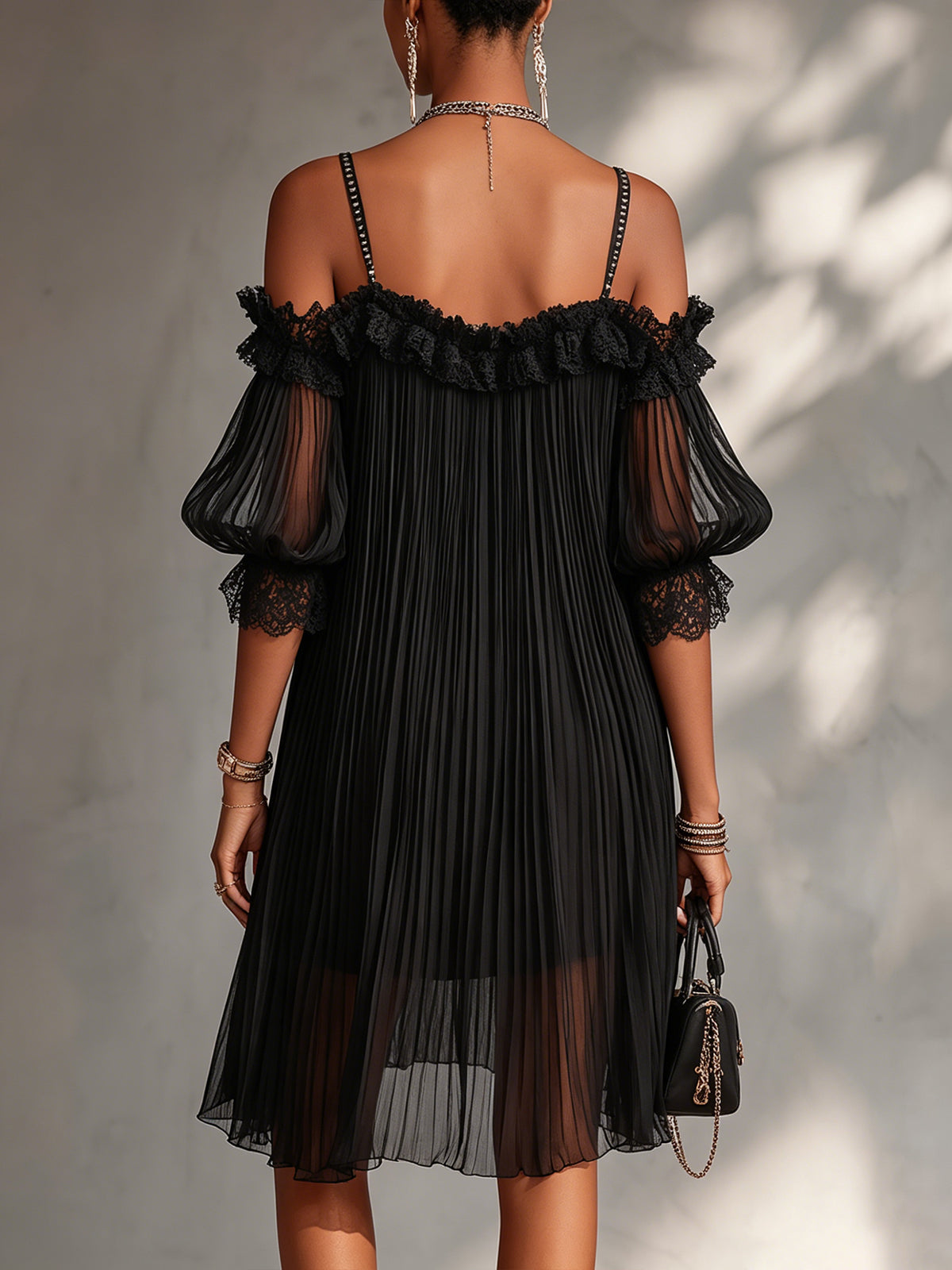 ADRIANNE | MINIVESTIDO NEGRO DE MUSELINA