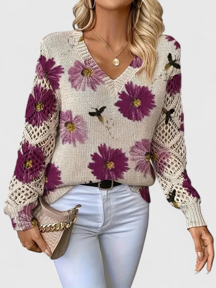 Bronwen | Suéter de Punto con Encaje Floral