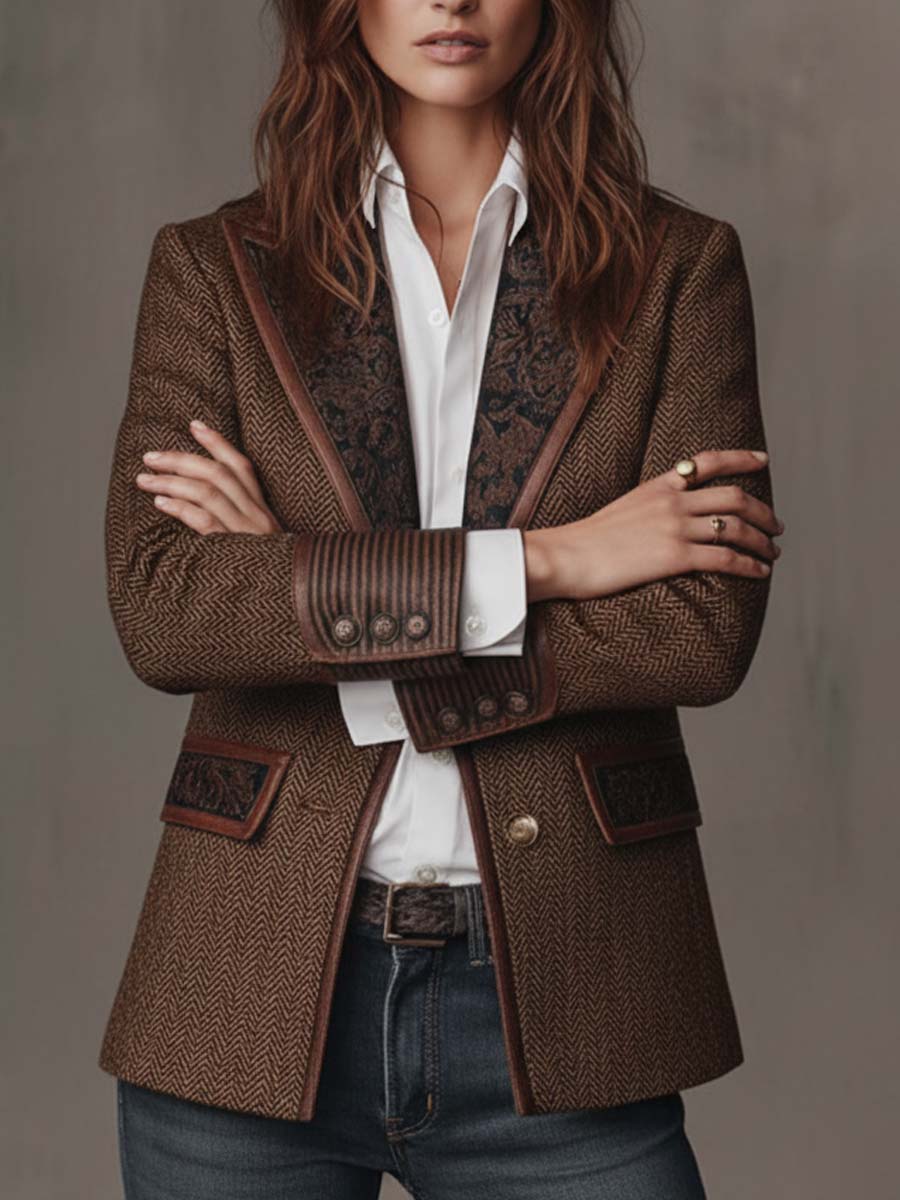 Gisèle | Blazer con Detalles de Estampado Chevron
