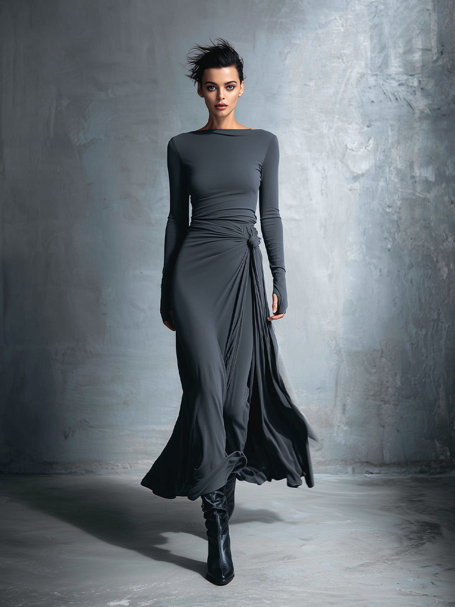 Naiara ❘ Maxi vestido con nudo lateral