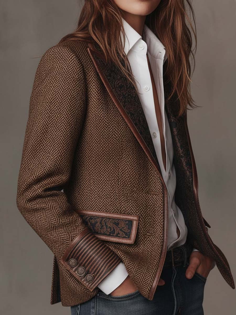 Gisèle | Blazer con Detalles de Estampado Chevron