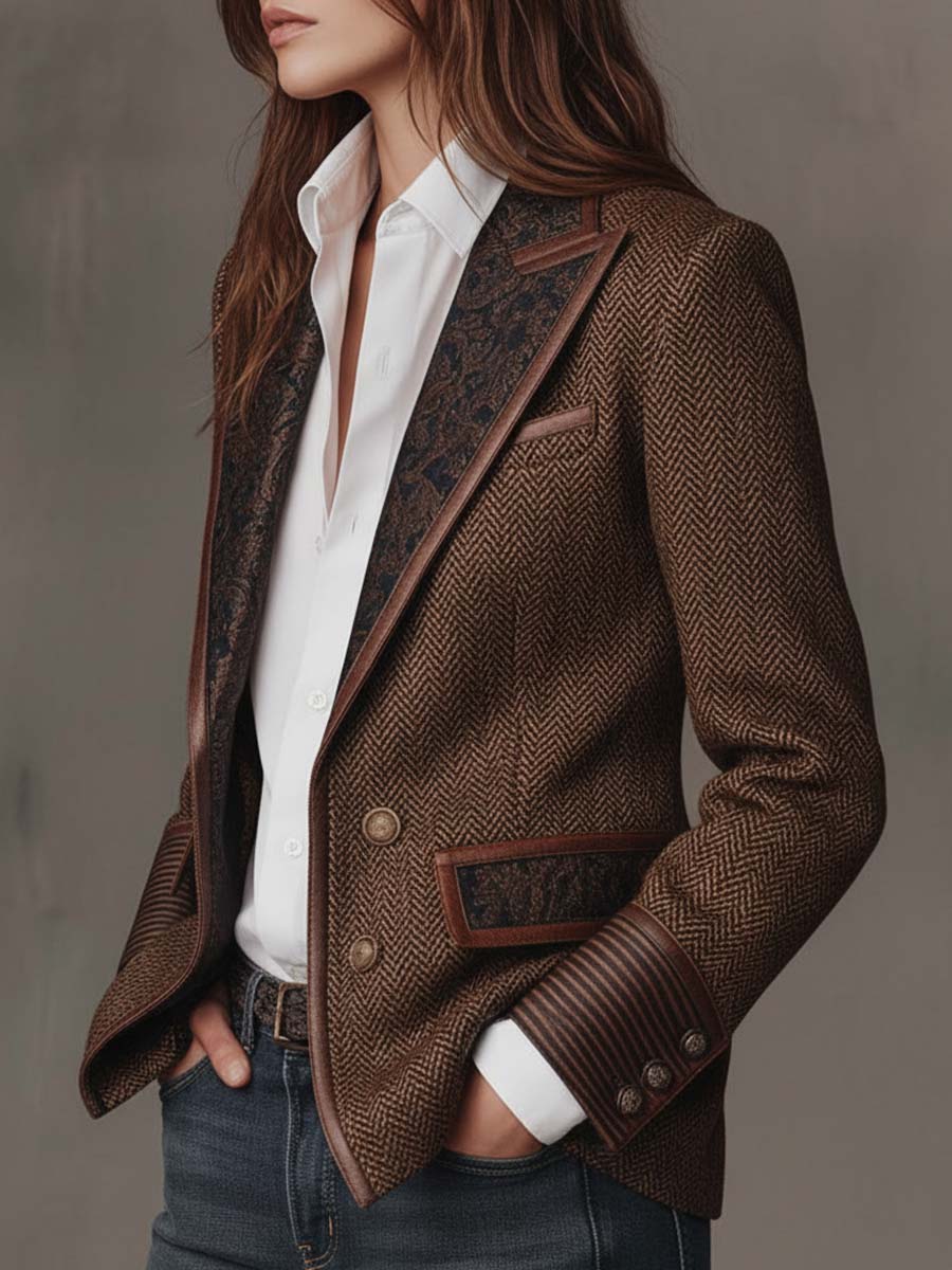 Gisèle | Blazer con Detalles de Estampado Chevron