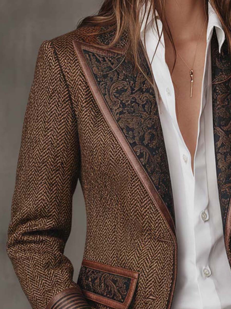 Gisèle | Blazer con Detalles de Estampado Chevron