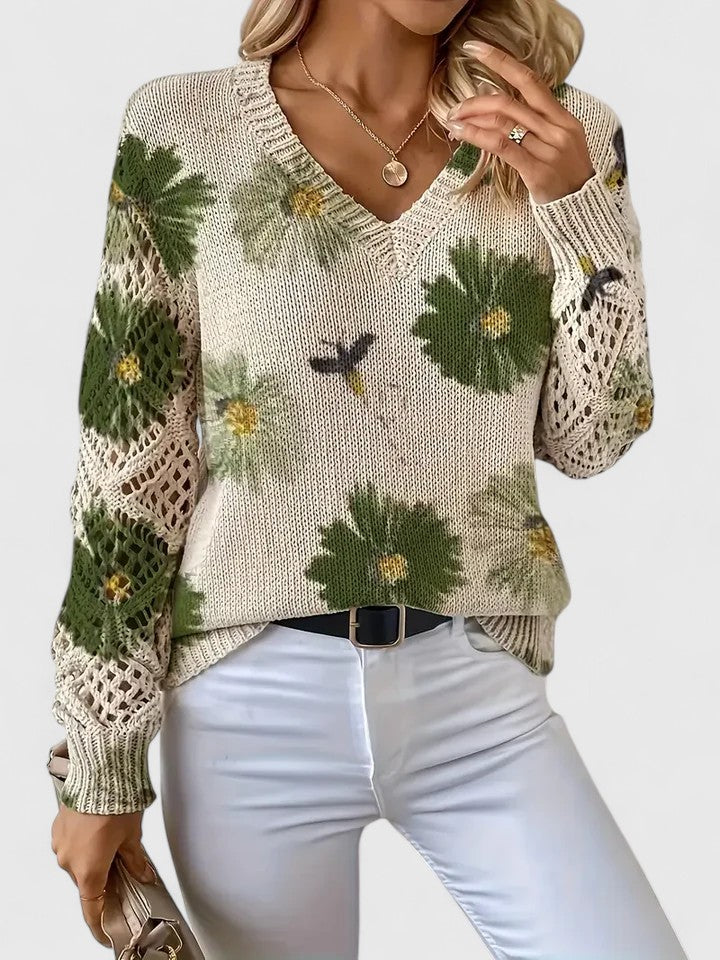Bronwen | Suéter de Punto con Encaje Floral