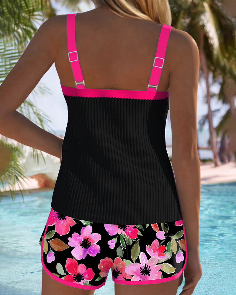 CALETA | TANKINI ELEGANTE CON SHORT FLORAL