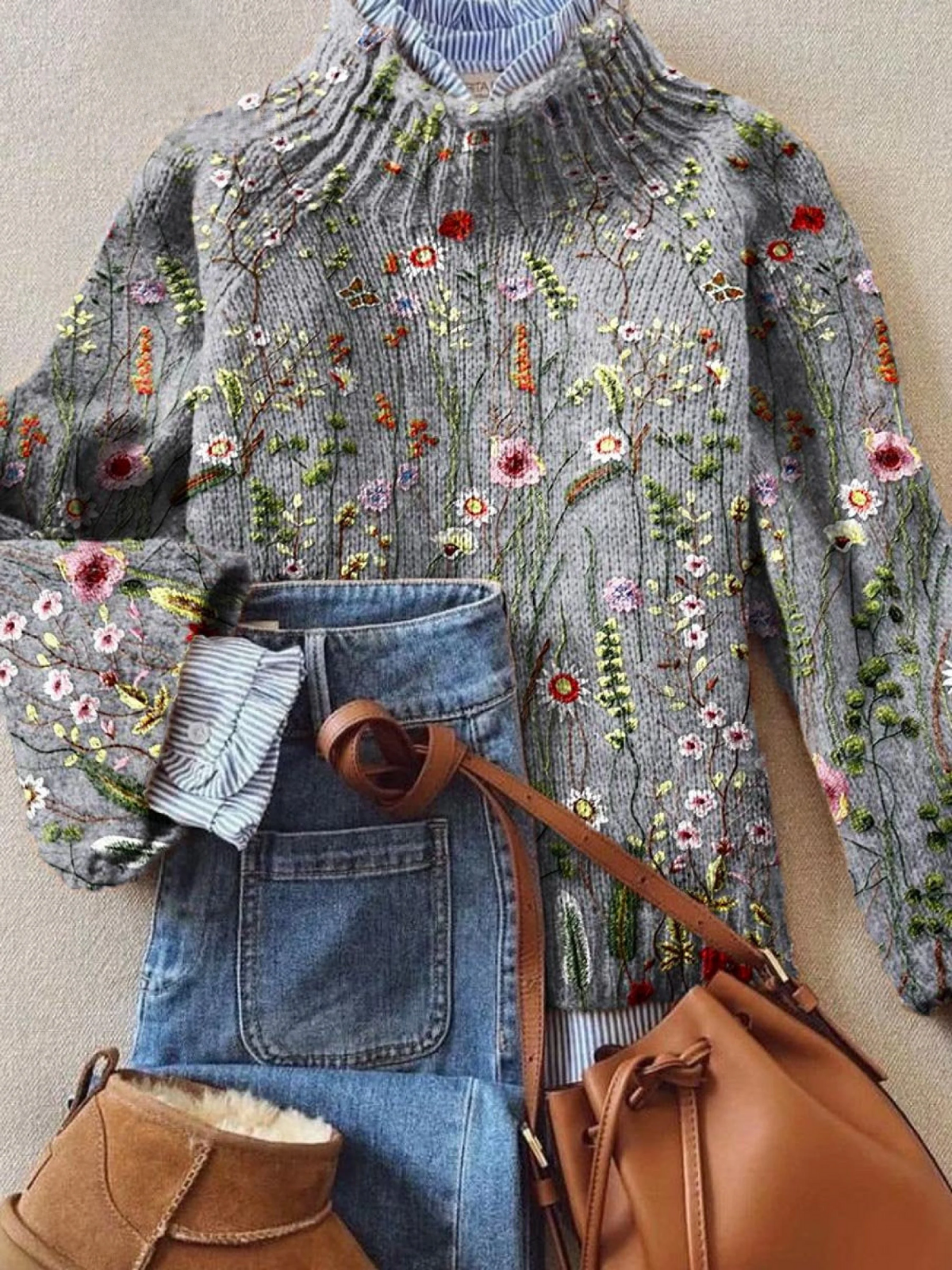 Cassia | Suéter con Bordado de Flores Silvestres
