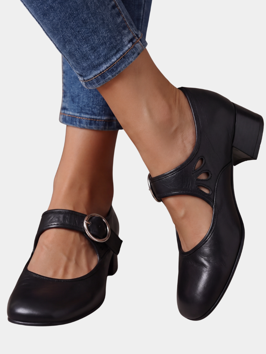 Josephine | Tacones Bloque de Piel Mary Jane