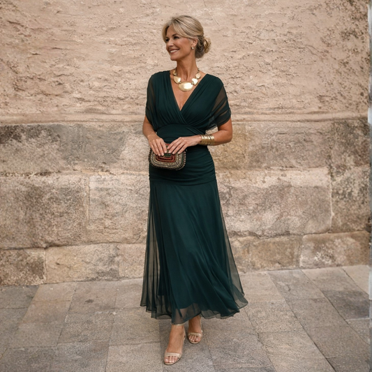 Norma - Vestido de Chiffon con Hombros al Descubierto