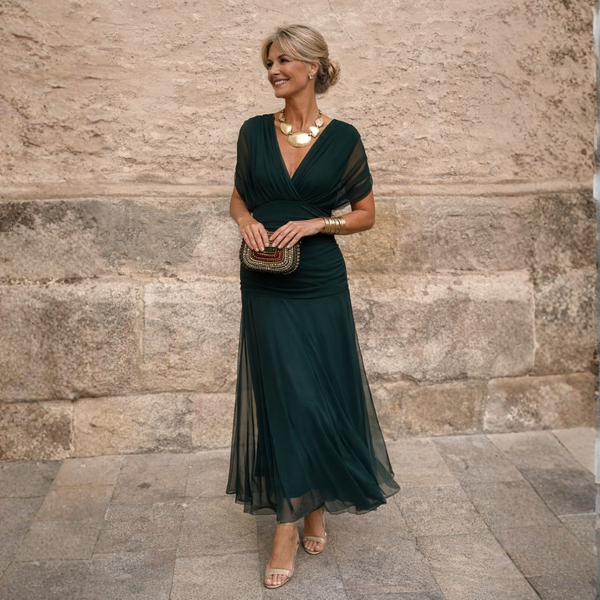 Norma - Vestido de Chiffon con Hombros al Descubierto