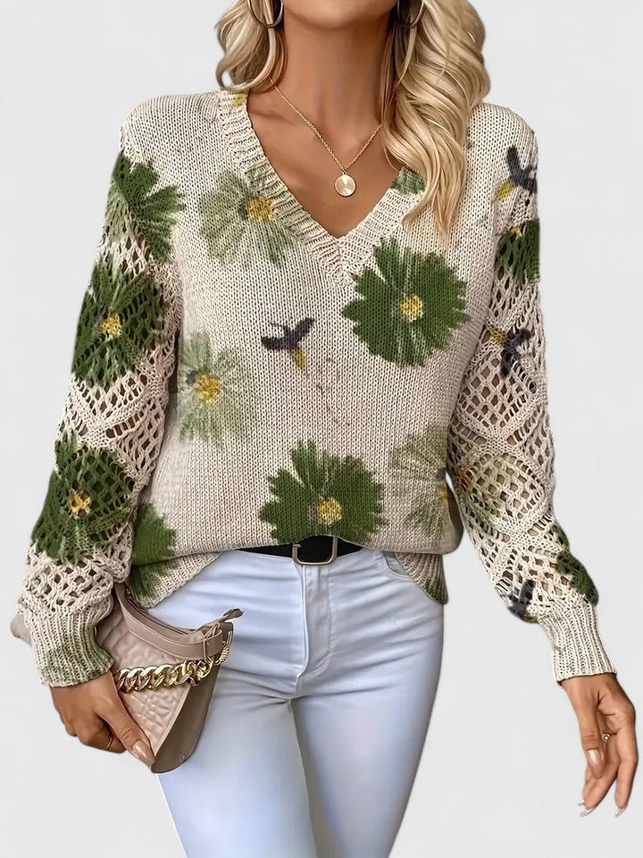 Bronwen | Suéter de Punto con Encaje Floral