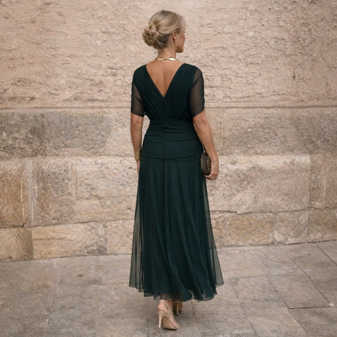 Norma - Vestido de Chiffon con Hombros al Descubierto