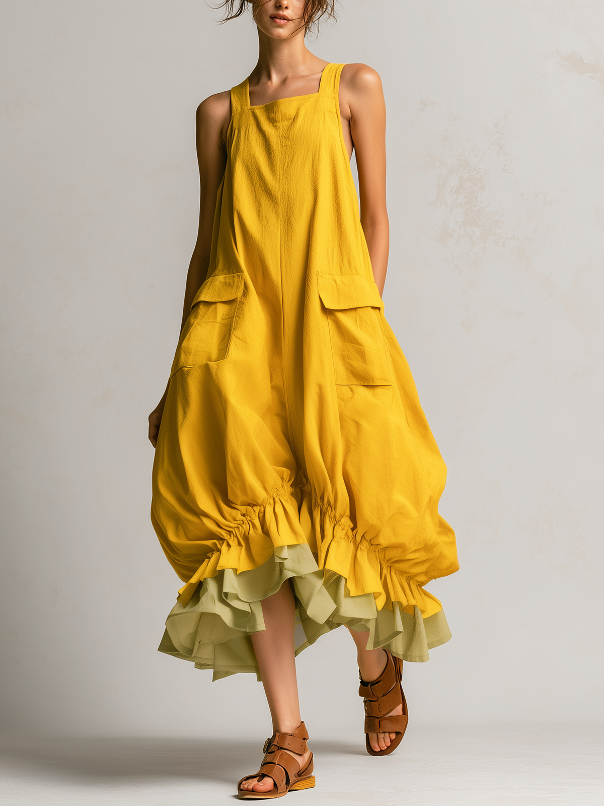 Daniela | Vestido Midi con Bolsillos y Volantes