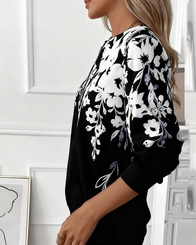 Daphne | Top Floral con Cierre en el Cuello