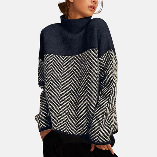 Elise | Suéter de Cuello Alto con Diseño de Pata de Gallo