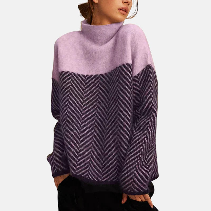 Elise | Suéter de Cuello Alto con Diseño de Pata de Gallo