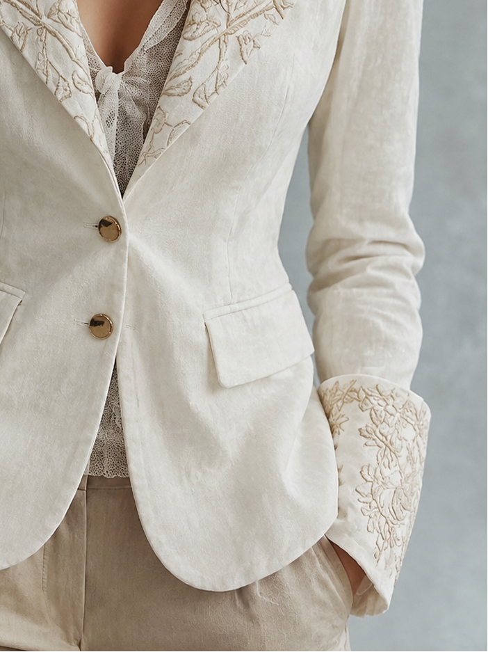 Constance | Blazer Marfil con Bordado Personalizado