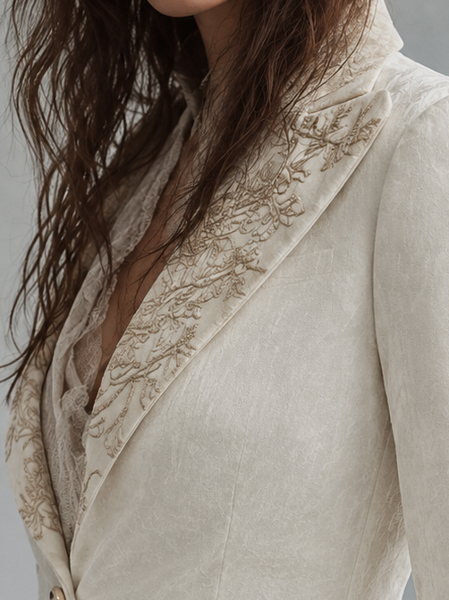 Constance | Blazer Marfil con Bordado Personalizado