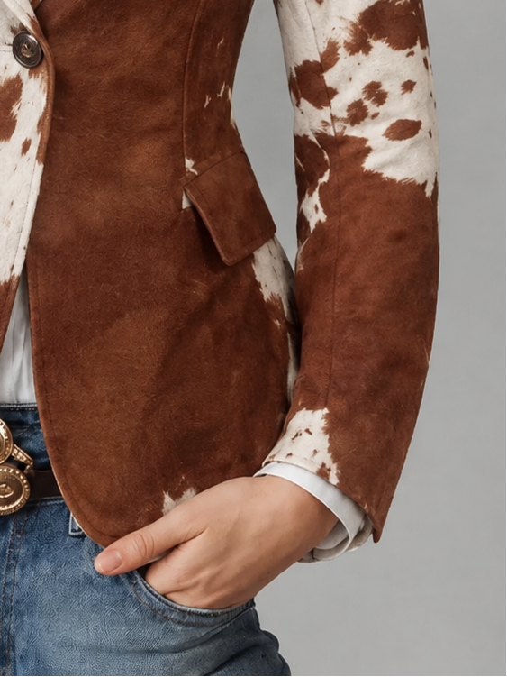 Agathe | Blazer Vintage Ecológico con Estampado de Vaca