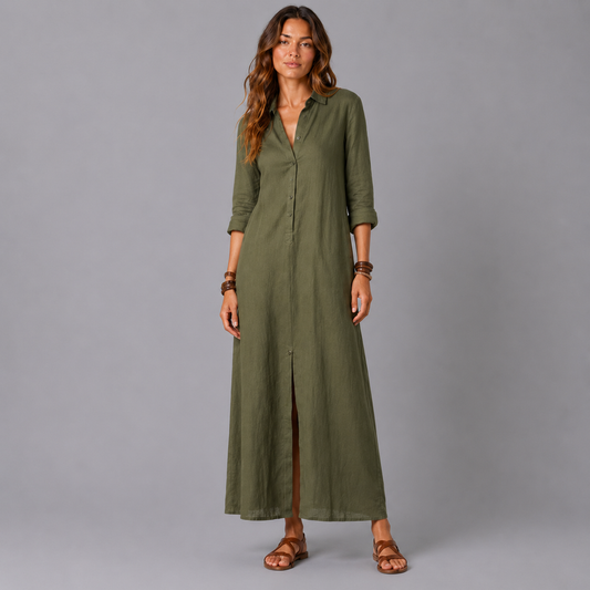 VERA | VESTIDO LARGO Y HOLGADO CON BOTONES