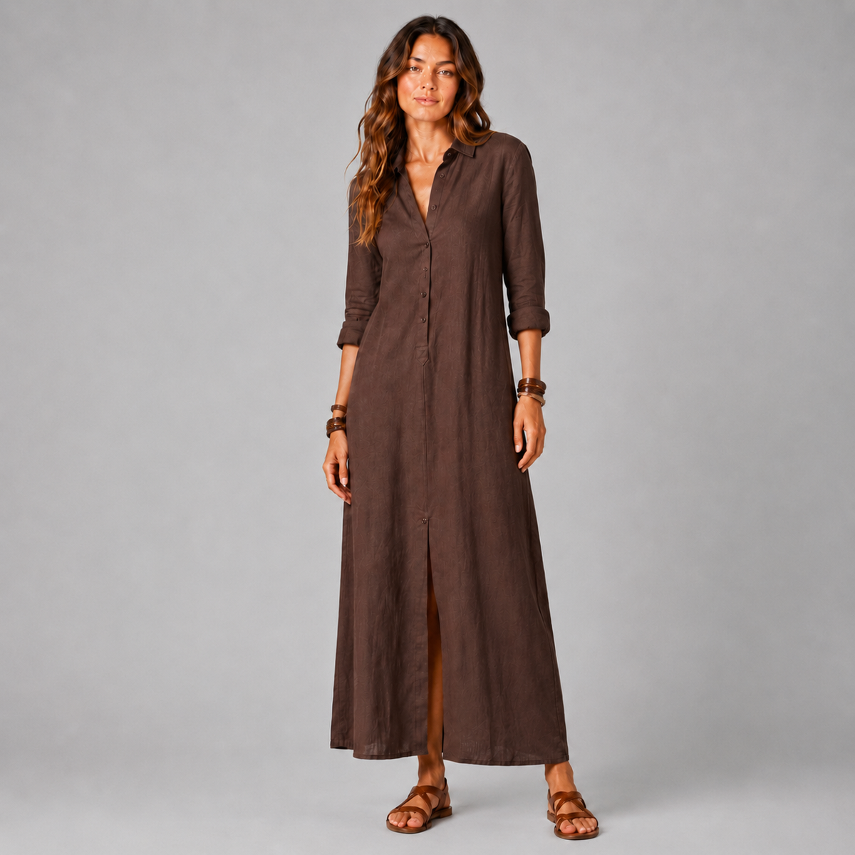 VERA | VESTIDO LARGO Y HOLGADO CON BOTONES