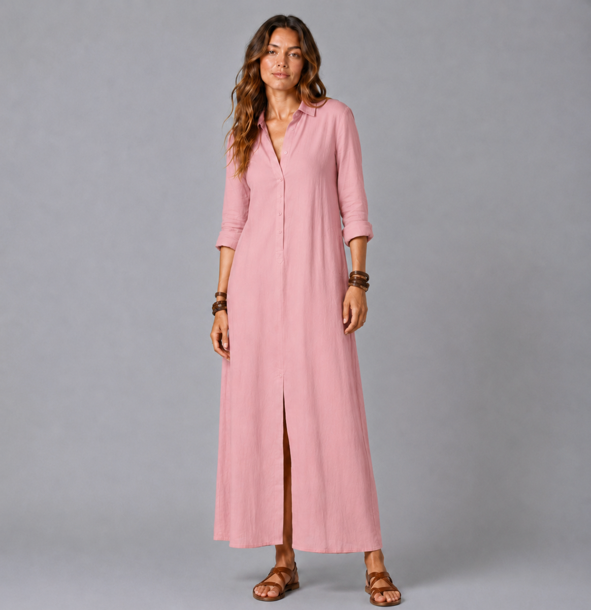 VERA | VESTIDO LARGO Y HOLGADO CON BOTONES