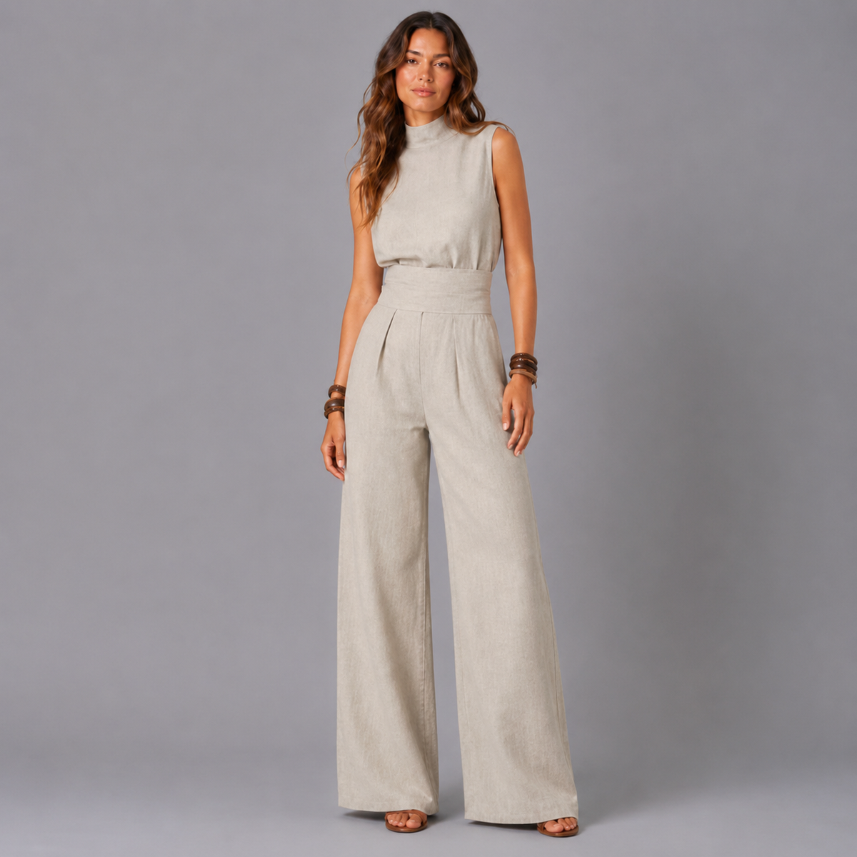 ELOISE| CONJUNTO DE CAMISETA SIN MANGAS Y PANTALONES ANCHOS DE ALGODÓN ULTRASUAVE, DE ESTILO MINIMALISTA