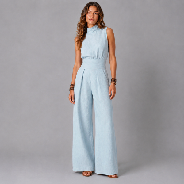 ELOISE| CONJUNTO DE CAMISETA SIN MANGAS Y PANTALONES ANCHOS DE ALGODÓN ULTRASUAVE, DE ESTILO MINIMALISTA