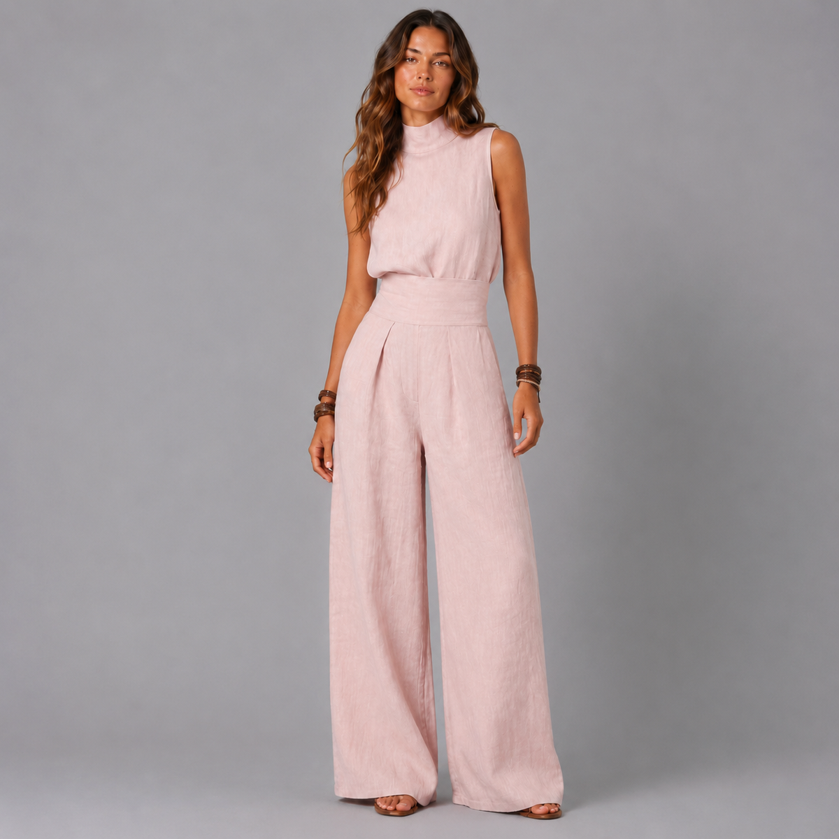 ELOISE| CONJUNTO DE CAMISETA SIN MANGAS Y PANTALONES ANCHOS DE ALGODÓN ULTRASUAVE, DE ESTILO MINIMALISTA