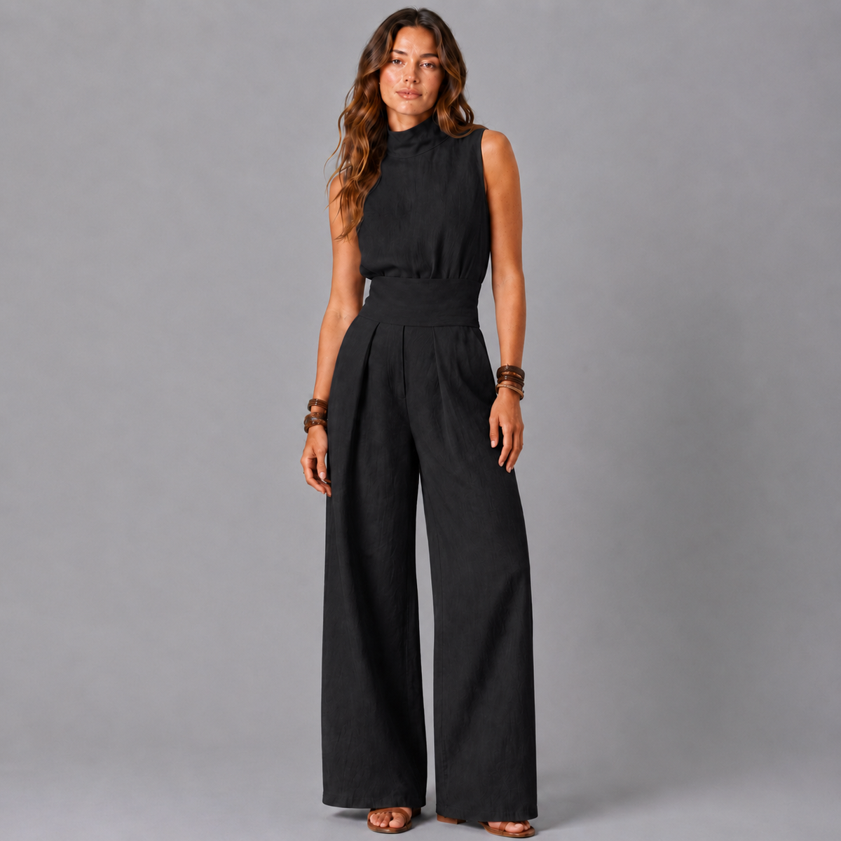 ELOISE| CONJUNTO DE CAMISETA SIN MANGAS Y PANTALONES ANCHOS DE ALGODÓN ULTRASUAVE, DE ESTILO MINIMALISTA