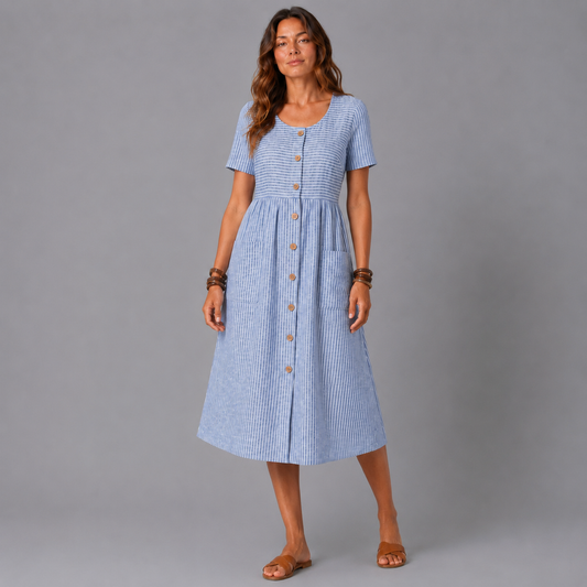 BRISA | VESTIDO MIDI A RAYAS