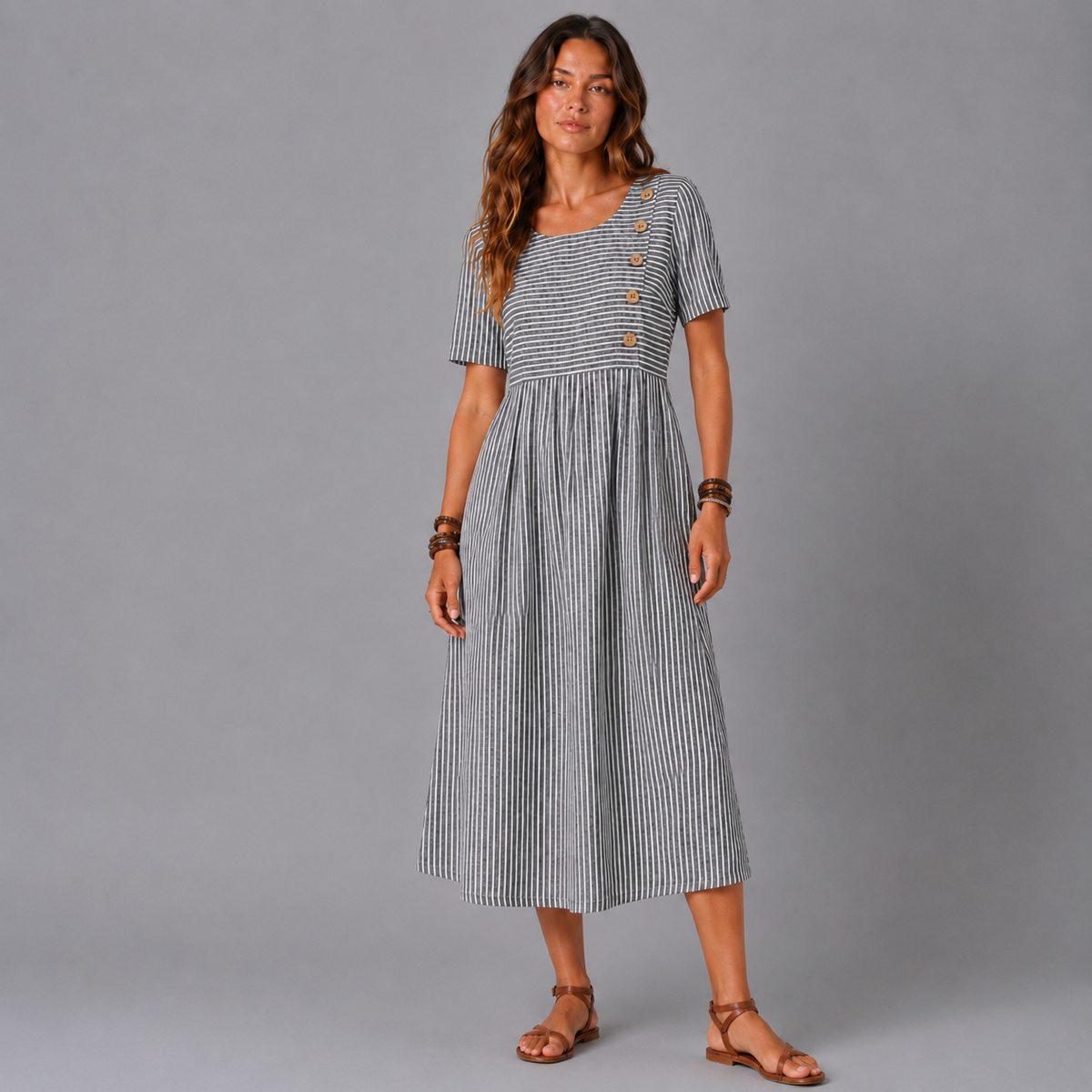 BRISA | VESTIDO MIDI A RAYAS