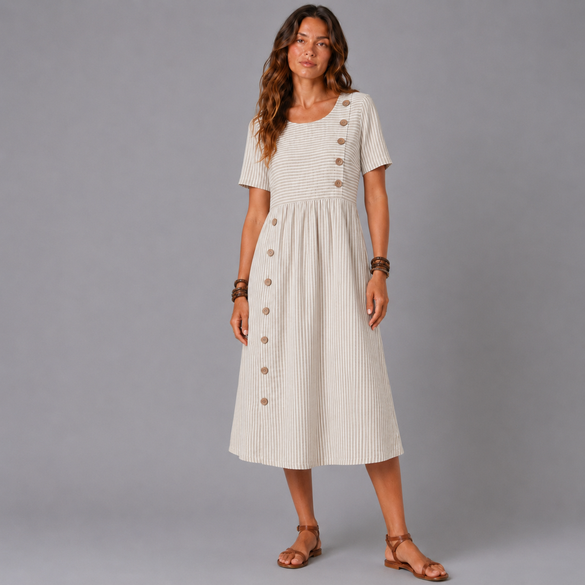 BRISA | VESTIDO MIDI A RAYAS