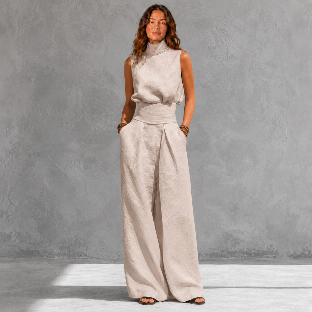 FLOR™ | CONJUNTO MINIMALISTA DE TOP Y PANTALONES DE PIERNA ANCHA EN ALGODÓN ULTRASUAVE