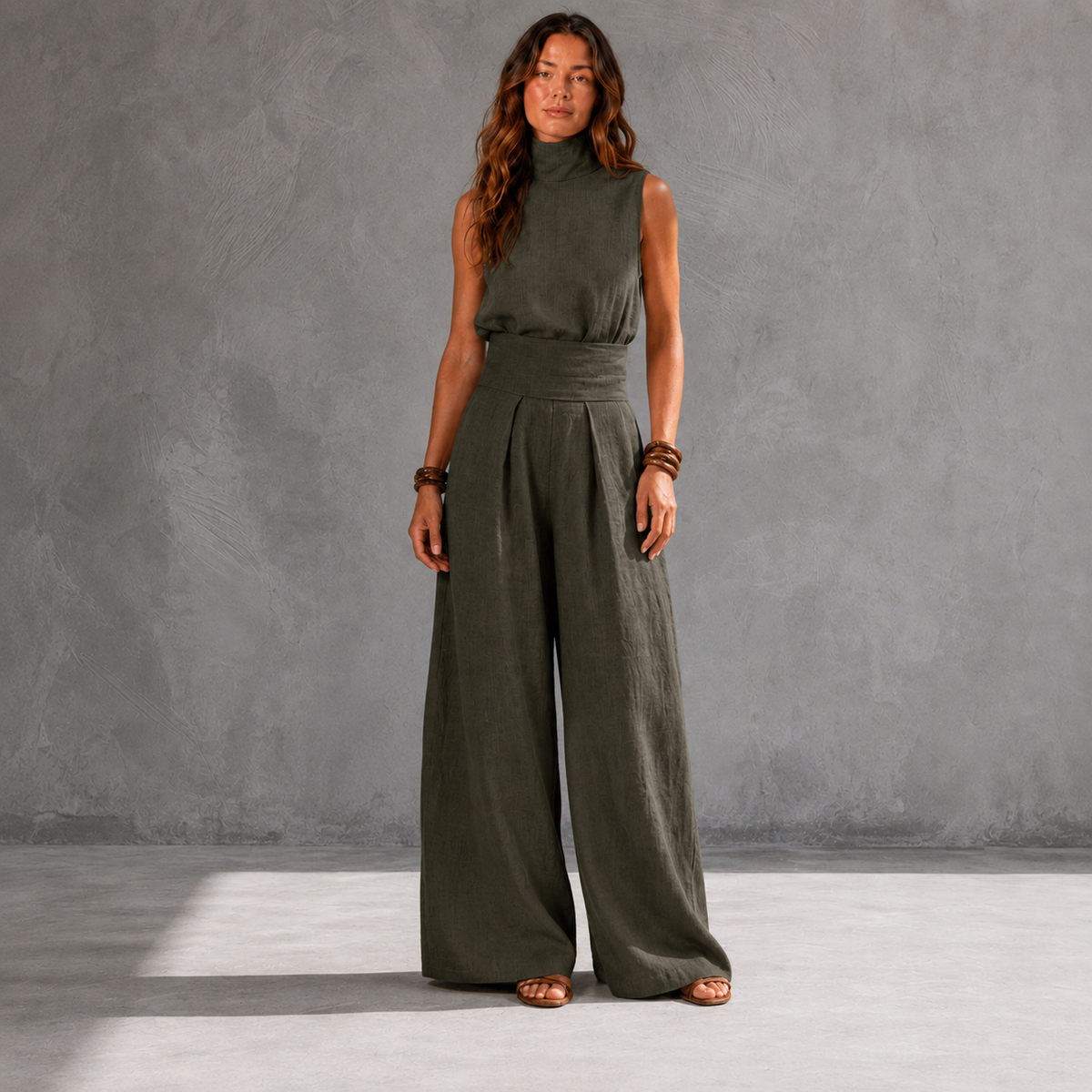 FLOR™ | CONJUNTO MINIMALISTA DE TOP Y PANTALONES DE PIERNA ANCHA EN ALGODÓN ULTRASUAVE