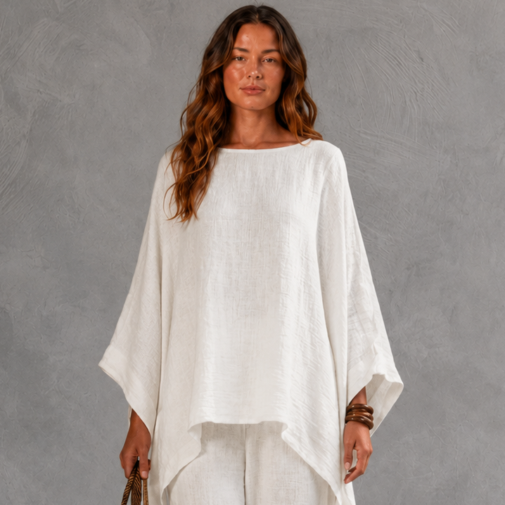 CRISTINA | CONJUNTO DE DOS PIEZAS CON MANGAS LARGAS Y PANTALONES ANCHOS