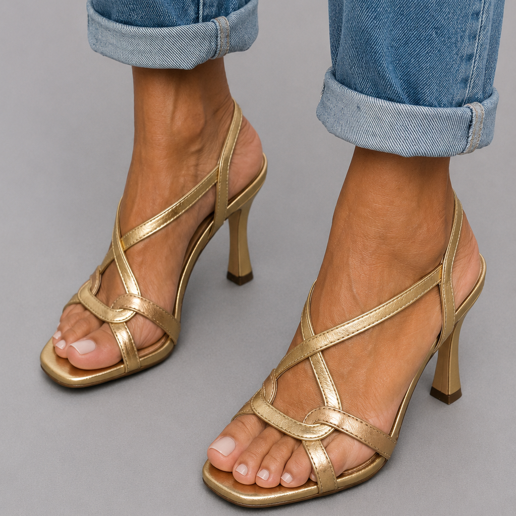 ELIANA | TACONES DORADOS PARA MUJER