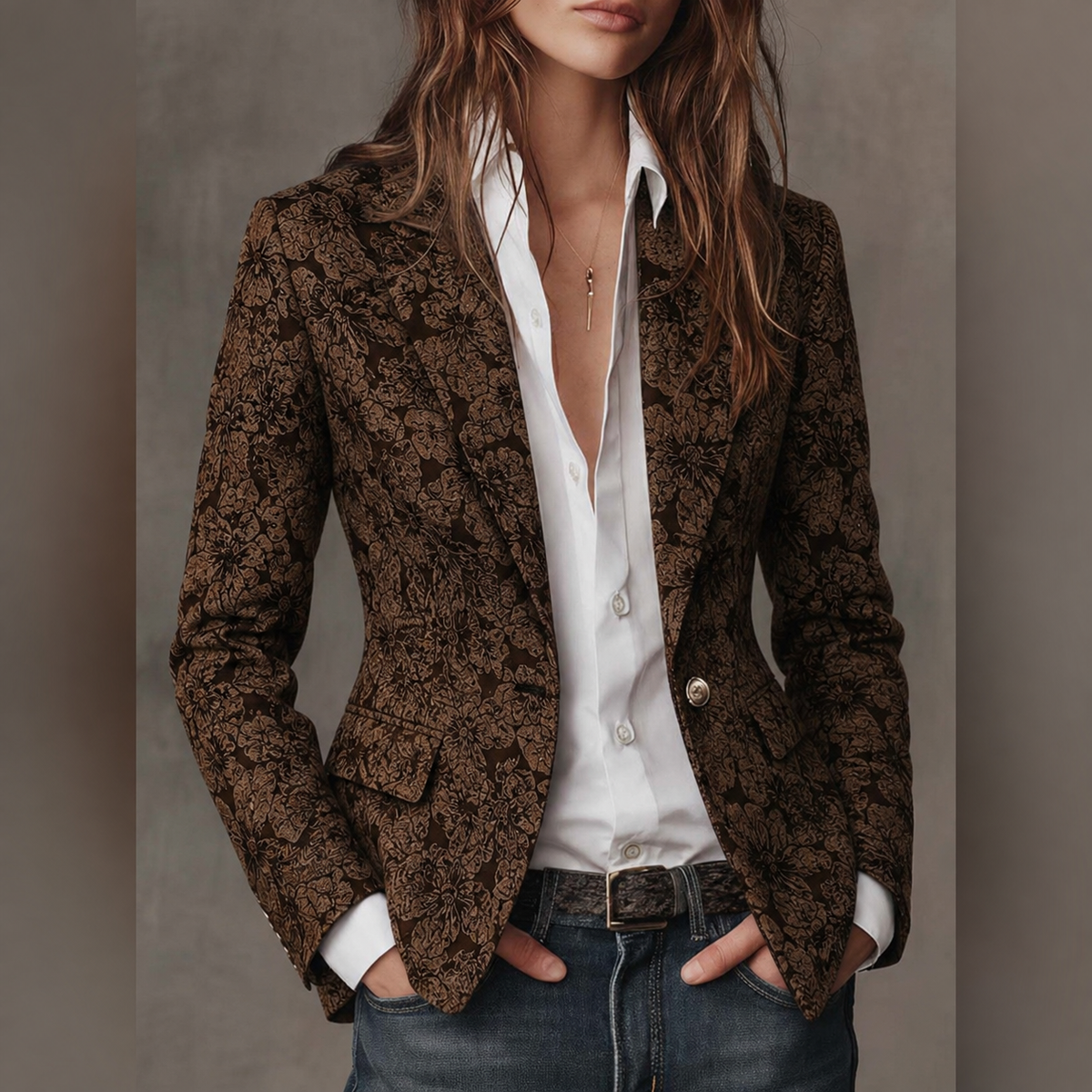 Estelle | Ajusted Jacquard Cashmere Blazer