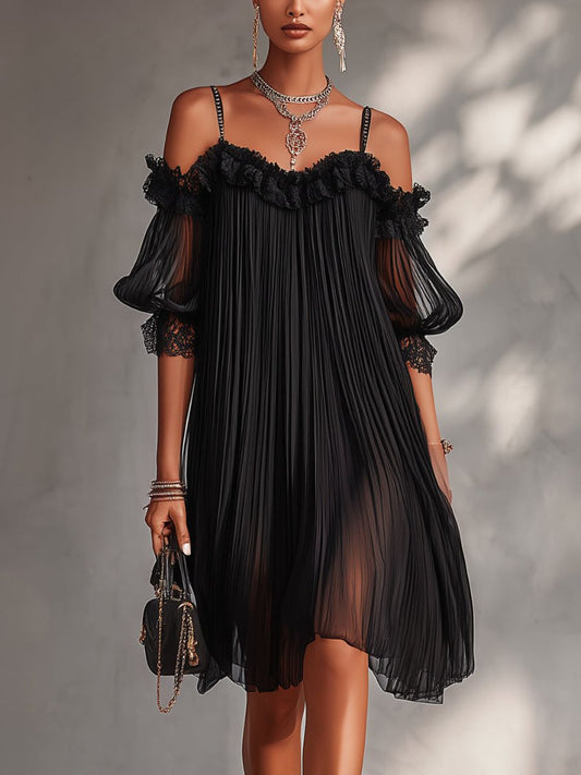 ADRIANNE | MINIVESTIDO NEGRO DE MUSELINA