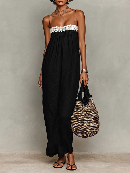 Mirelle™ | Vestido Maxi con Bloques de Color y Tirantes de Espagueti