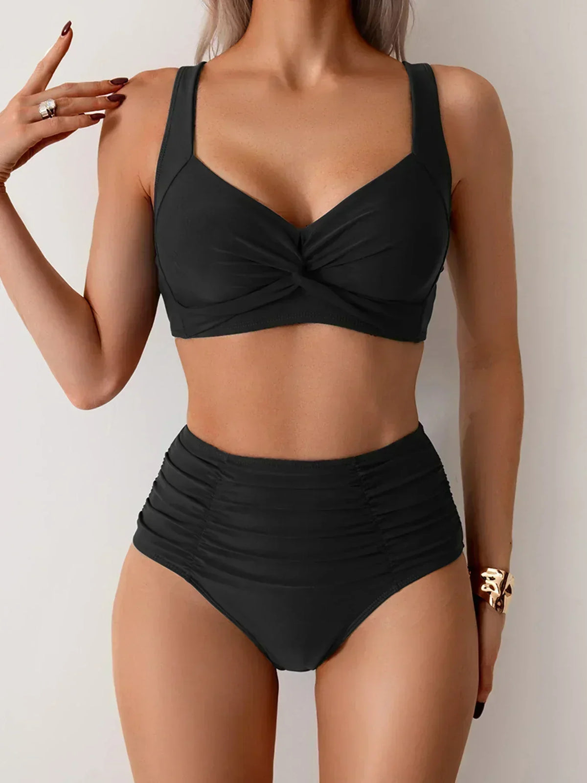 XIMENA | BIKINI BANDEAU DE TEJIDO FRUNCIDO