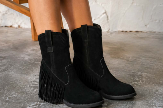 Élise™ | Botas de Ante con Detalles Flecados
