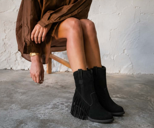 Élise™ | Botas de Ante con Detalles Flecados