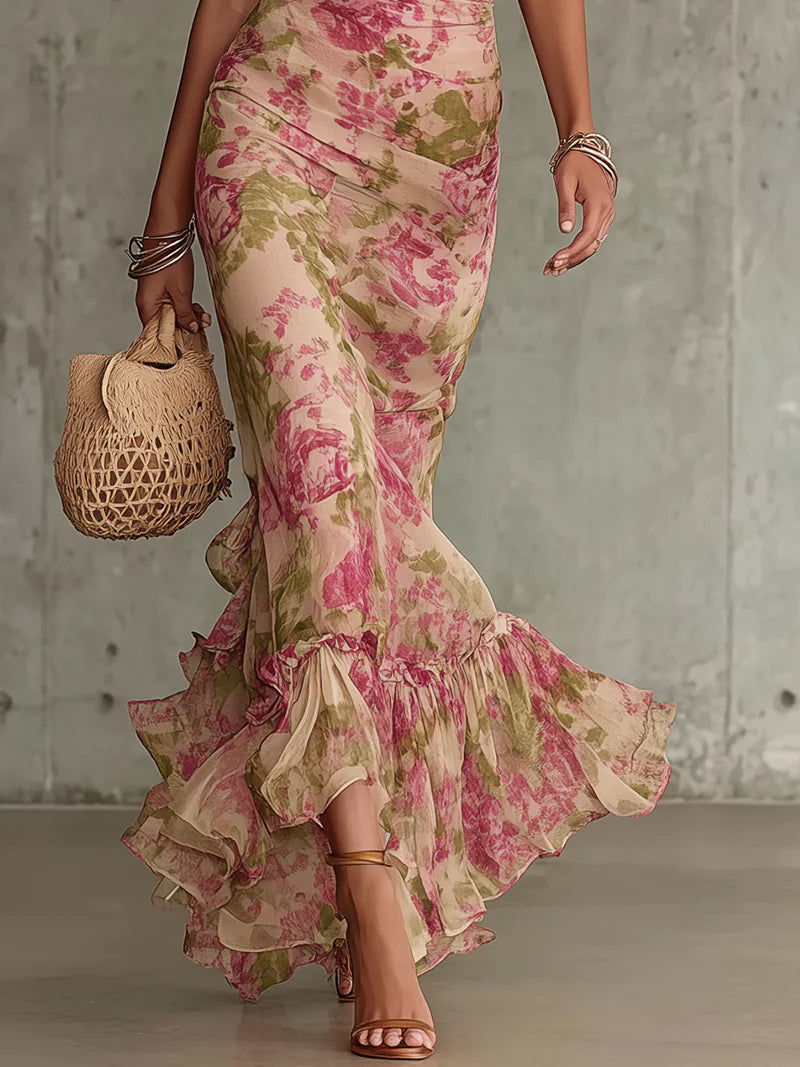 Rosalie™ | Vestido Maxi con Estampado de Rosa Vintage