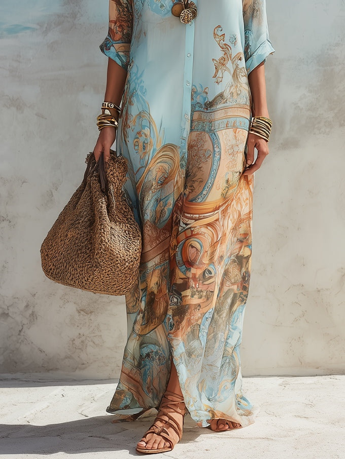 Valeria | Vestido Maxi Floral Azul