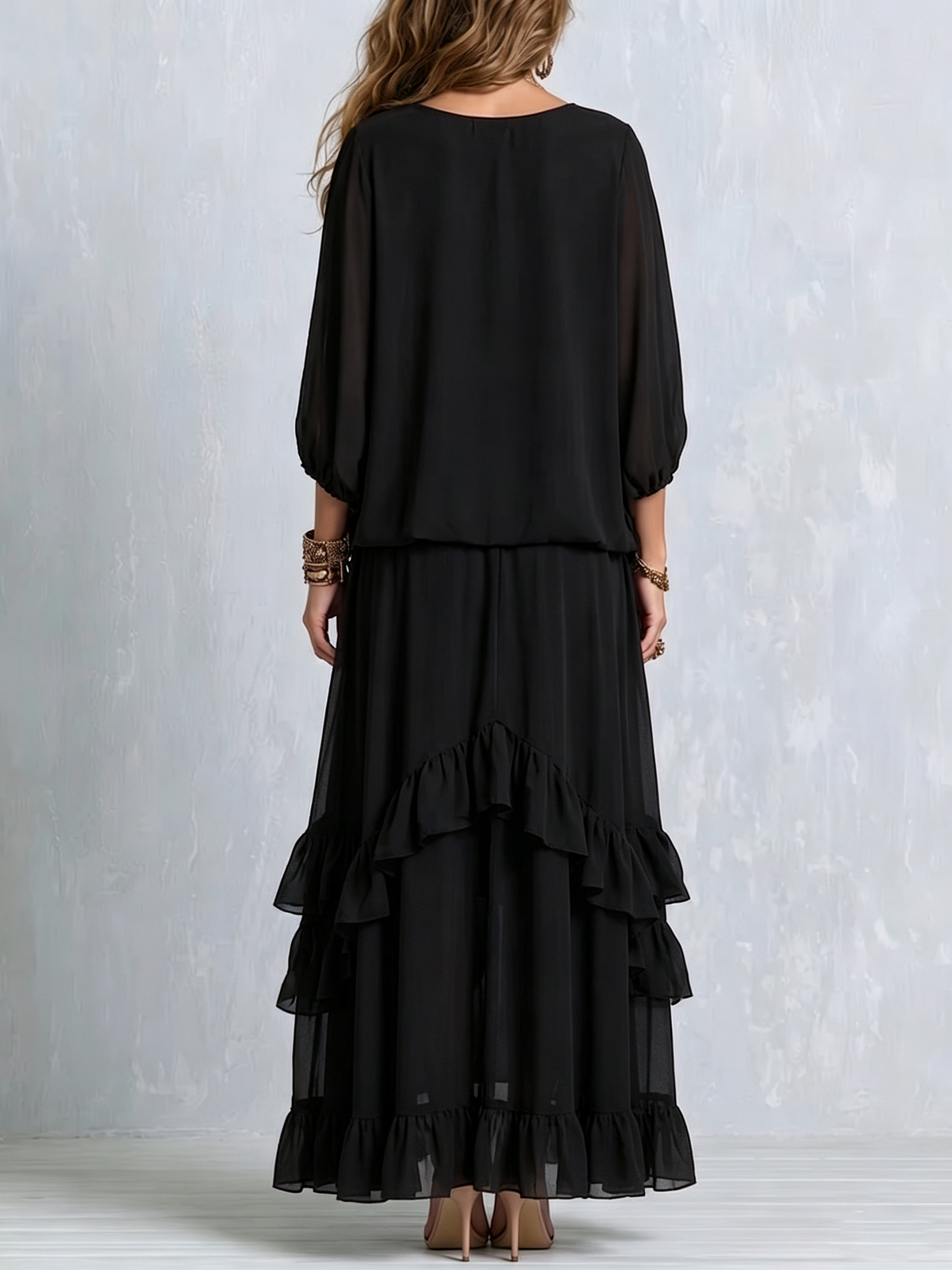 Elvira | Conjunto Negro con Flecos y Volantes