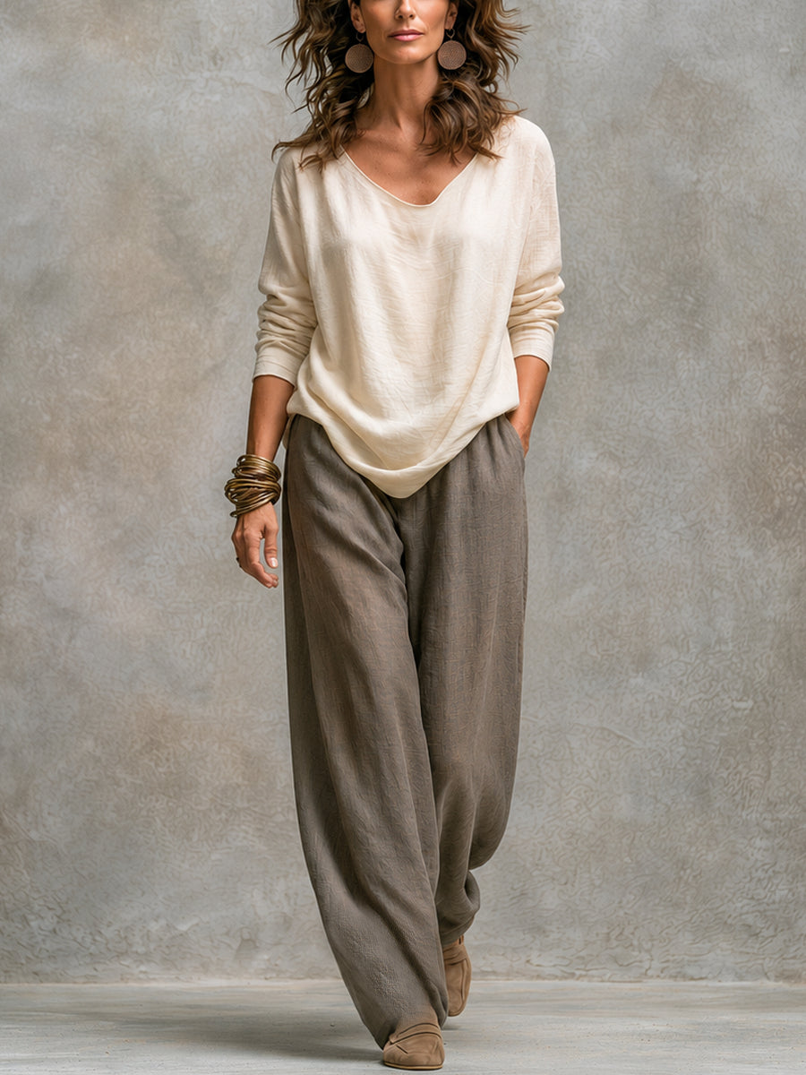 Costanza | Conjunto de Tres Piezas Beige y Gris